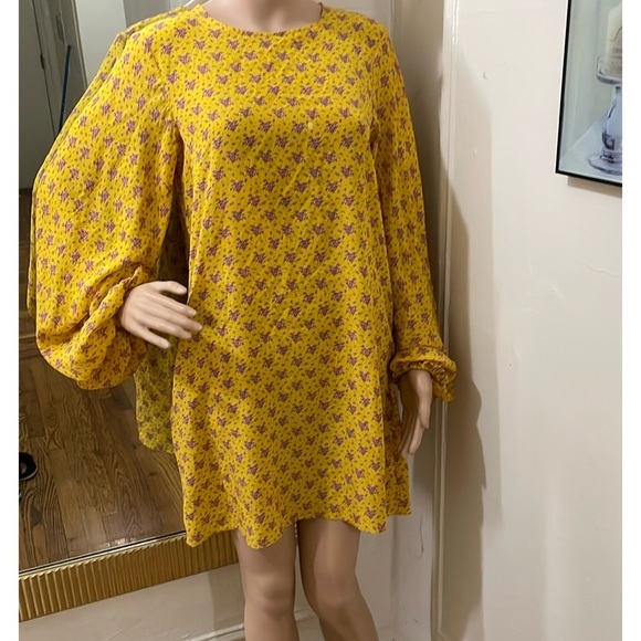 No.6 Store Yellow and Purple Floral Dress silk - Picture 14 of 14